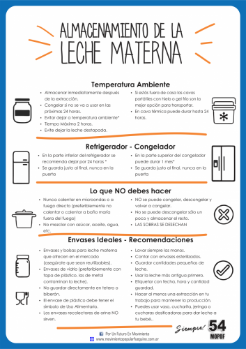 18 LACTANCIA almacenamiento de la leche materna